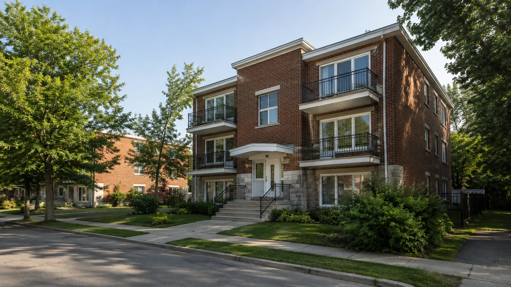 Propriété résidentielle dans un quartier arboré d’Anjou et de Saint-Léonard.