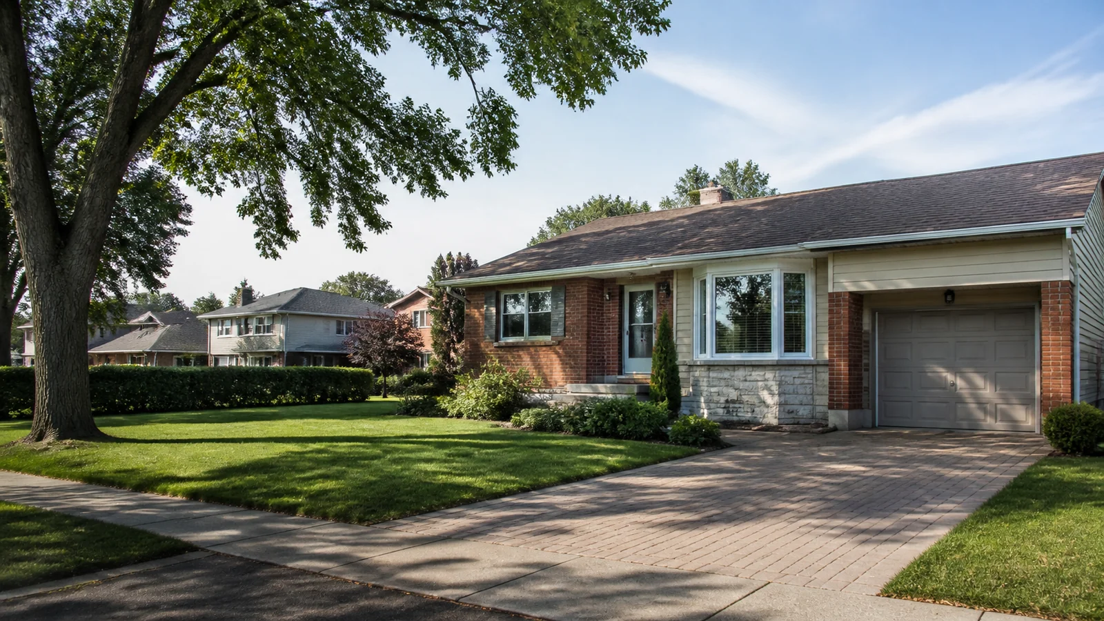 Maison familiale avec garage dans une rue arborée de l’Ouest-de-l’Île.